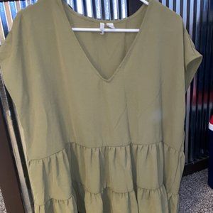 Green flowy v-neck blouse